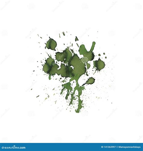 Green Color Watercolor Splash Blot Abstract Hand Drawn Watercolor Blot