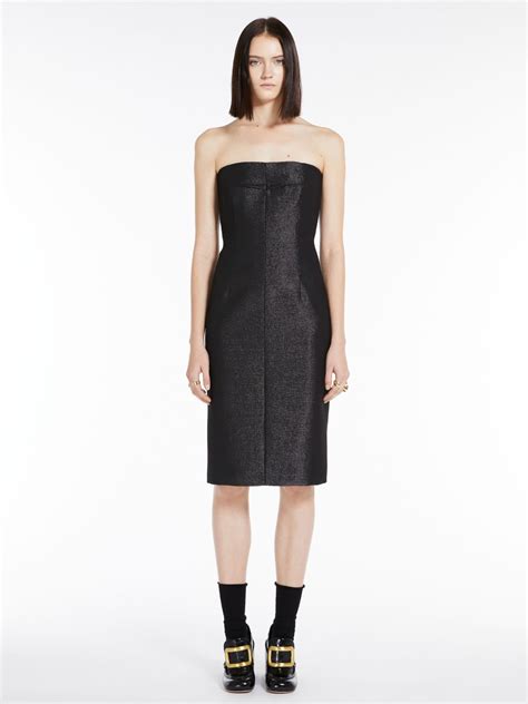 Max Mara Bustier Dress In Metallic Effect Fabric Black Editorialist