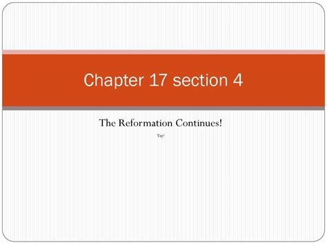 The Reformation Chapter 17 Section 3 And Ppt Download