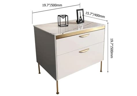 Free Shipping On Modern White Bedside Table Luxury Stone Top Drawer