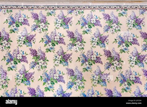 Beautiful Vintage Wallpaper With A Floral Design Consisting Of Purple