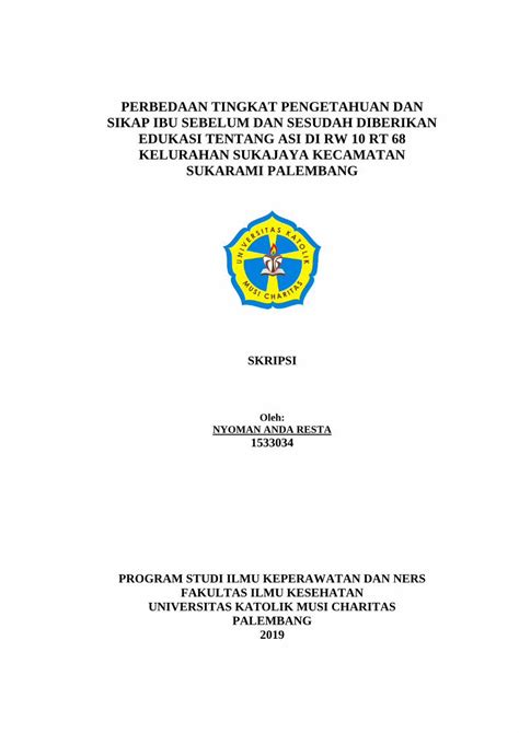 Pdf Perbedaan Tingkat Pengetahuan Dan Sikap Ibu Sebelum Eprints Ukmc