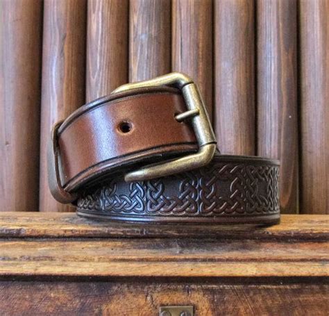 Celtic Leather Belt Tooled Leather Belt Celtic Leather Etsy Canada