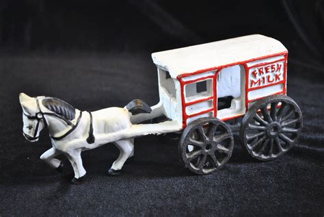 Cast Iron Horse Drawn Milk Wagon Collectible Vintage Toy Etsy