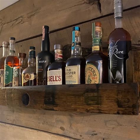 Bar Shelves Whiskey Barrel Wood Rustic Wall Shelf Unique Etsy