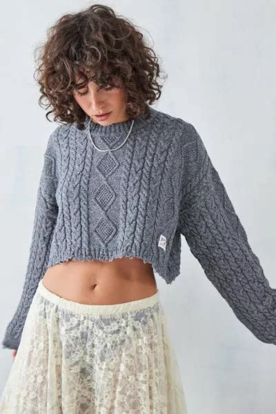 BDG Tabby Twist Cable Knit Cropped Sweater Urban Outfitters