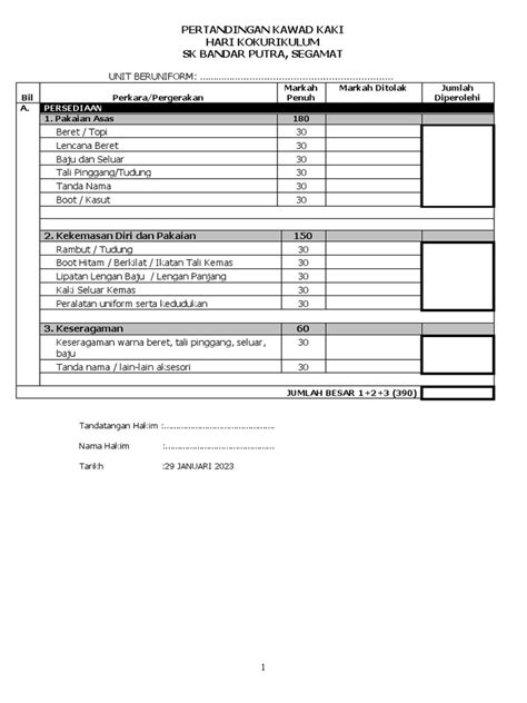 Borang Markah Kawad Kaki Pdf