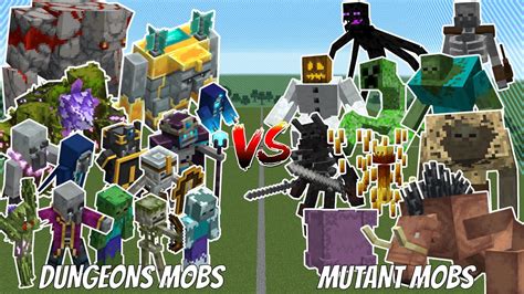 Mutant Mobs Team Vs Dungeons Mobs Team Minecraft Mob Battle Youtube