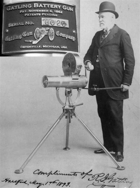 Richard Jordan Gatling Posing With Gatling Gun The First Successful