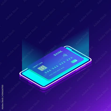 smart card in the smart phone display contactless payment concept ...