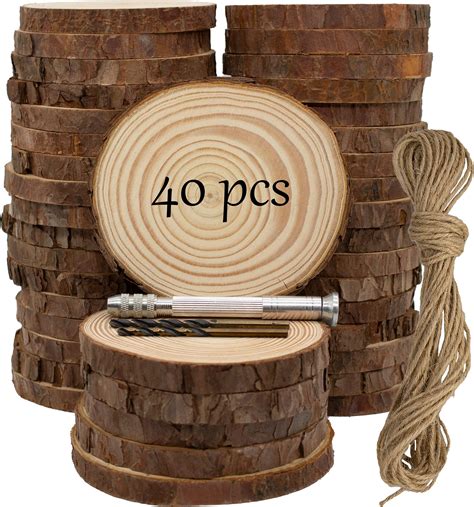 Amazon Lesumi Unfinished Natural Wood Slices With Bark Pcs