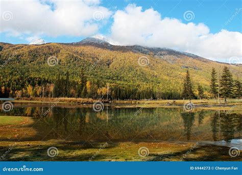 Kanas lake stock image. Image of fall, fairy, mountain - 6944273