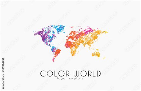 World map logo. World logo. Color world. Creative logo. Travel logo ...