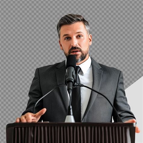 Premium Psd Businessman In Microphone Png Isolated On Transparent