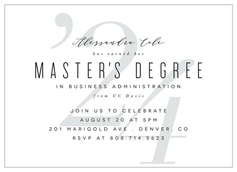 Masters Degree Graduation Invitations By Basic Invite