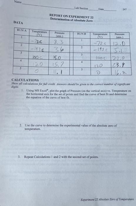 Solved Name Lab Scction Date 247 REPORT ON EXPERIMENT 22 Chegg