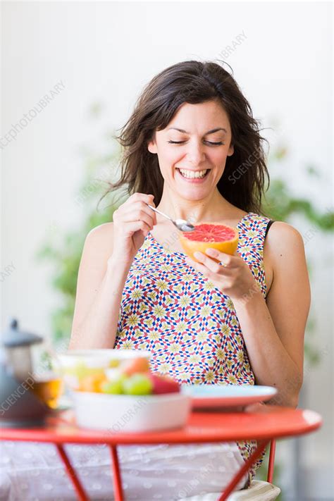 Woman Having Breakfast Stock Image C034 7644 Science Photo Library