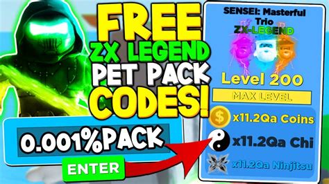 Free Zx Legend Pet Pack Codes In Ninja Legends Super Op