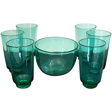 Blenko Glass Tumbler Drinking Glass Set At 1stdibs Blenko Drinking Glasses Blenko Tumblers