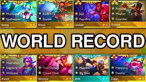 World Record All Cost Champions Star In One Game Tft Set