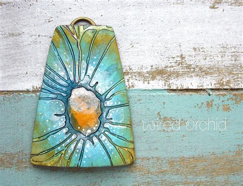 Turquoise Flower Burst Pendant Polymer Clay Flowers Polymer Clay