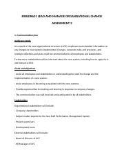 Bsbldr Lead And Manage Organizational Change Assessment Docx