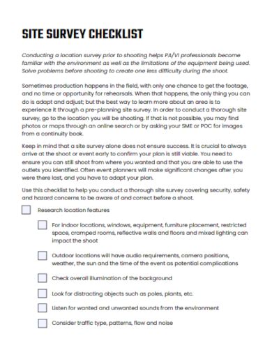 Sample Survey Checklist Templates In Pdf Ms Word Nbkomputer