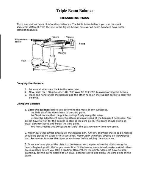 Triple Beam Balance Worksheet – E Street Light