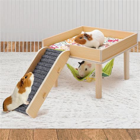 Guinea Pigs Hammock With Platform Safe Wooden Guinea Pig