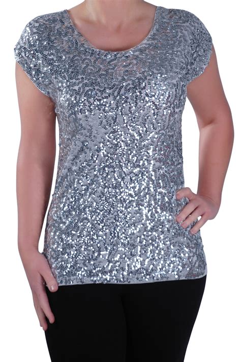 Womens Sequin Embellished Sparkle Evening Ladies Tops Eyecatchcom