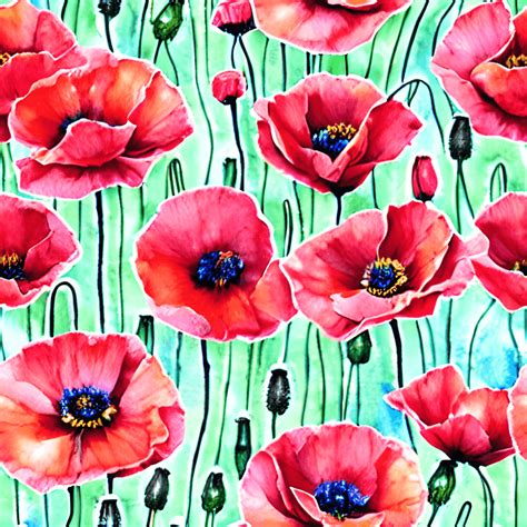 Poppy Flowers Watercolor Set Elements Hyper Realistic · Creative Fabrica