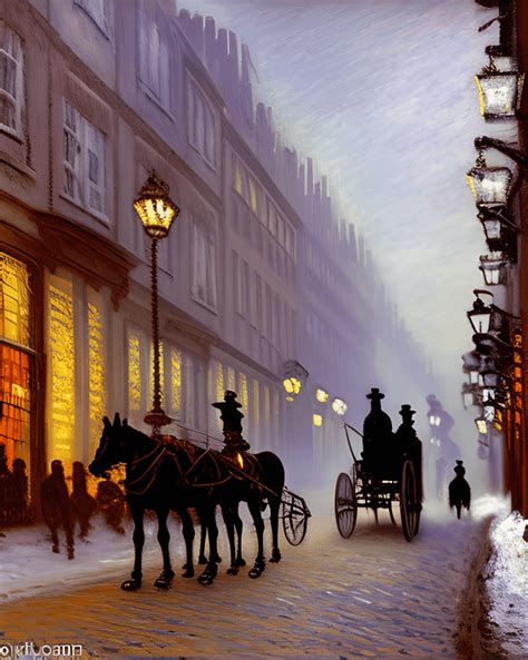 Evening In A Victorian London Narrow And Busy Street · Creative Fabrica