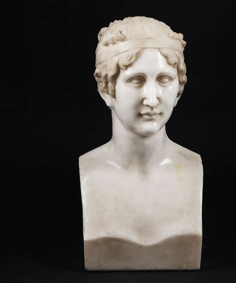 Scultura In Marmo Bianco Raffigurante Un Busto Femminile Dall Antico H