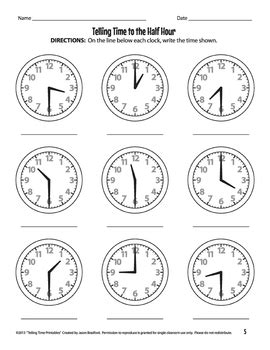 Analog Clock Practice Worksheets / Printables by Jason Bradford | TPT