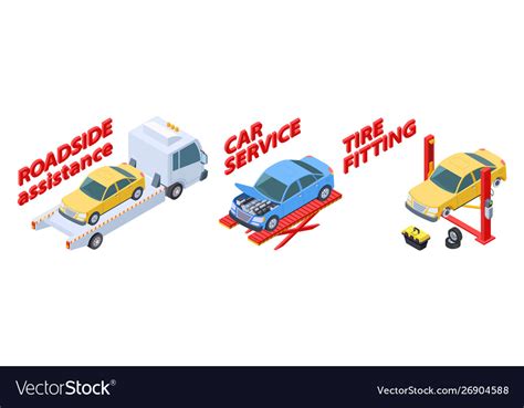 Auto Service Isometric Roadside Assistance Tire Vector Image