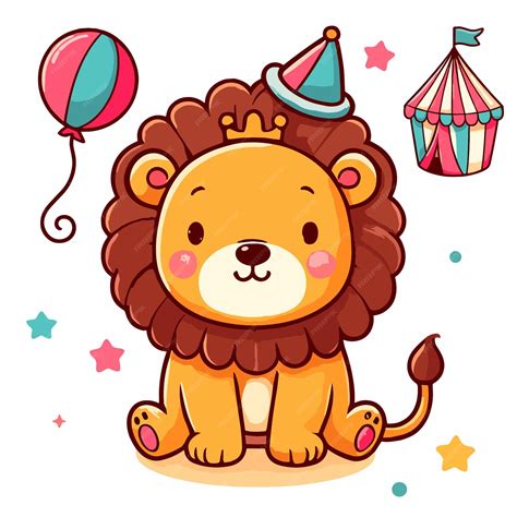 Premium Vector Circus Features Cute Lion Cub Vector