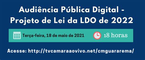 Audiência Pública Digital Projeto De Lei Da Ldo De 2022 Câmara