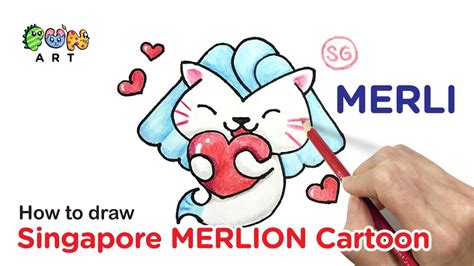 How To Draw Merlion Merli Singapore New Mascot Sending Hugs