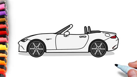 How To Draw A Mazda Miata MX5 2016 Step By Step Drawing Miata