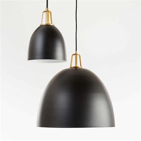 Maddox Black Dome Pendant With Brass Socket Crate And Barrel Canada