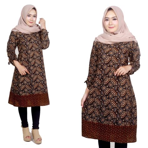 35 Model Baju Tunik Wanita Modern BATIK BROKAT