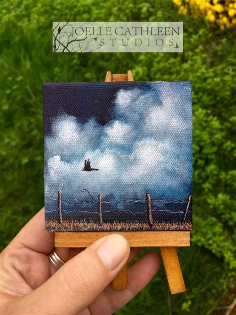 Custom Hand Painted Miniature Acrylic Painting Of Crow Flying Etsy Artofit