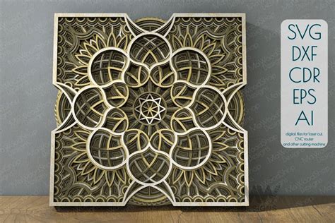 Laser Cut Mandala Pattern Layered Mandala Dxf Svg M001a