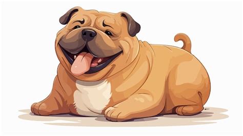 Premium Vector Cute Fat Dog Vector Illustration Cartoon Vector
