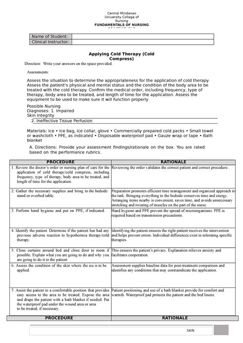 Rationale Of Applying Cold Therapy Cold Compress Central Mindanao