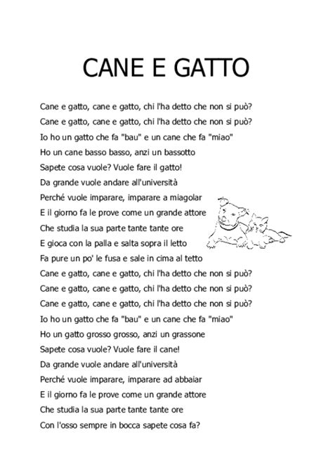 Cane E Gatto Canzone Per Bambini SchedeDidattiche It