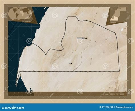 Aousserd Western Sahara Low Res Satellite Labelled Points Of Stock Illustration