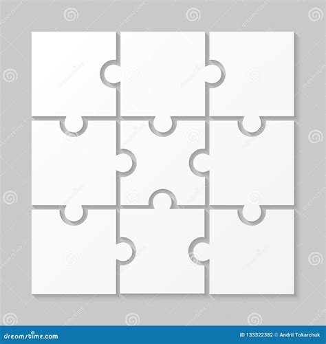 White Puzzle Pieces Jigsaw Nine Steps Infographic Stock Vector