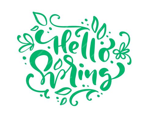 Premium Vector Hello Spring Calligraphy Lettering Phrase Hello Spring