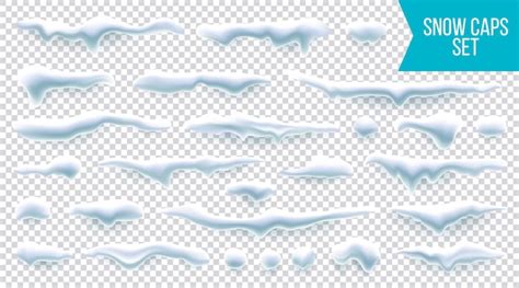 Premium Vector Realistic Snow Caps Set On Transparent Background